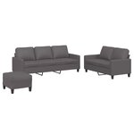 vidaXL Ensemble de canapés 3 Pièces avec coussins Gris Similicuir