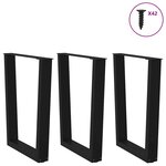 vidaXL Pieds de table à manger en V 3 pièces Noir 70 x (72-73 3) cm Acier