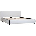 vidaXL Cadre de lit avec tiroirs Blanc Similicuir 140 x 200 cm