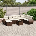 vidaXL Salon de jardin avec coussins 9 Pièces marron résine tressée