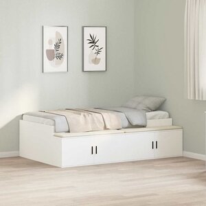 vidaXL Cadre de lit avec tiroir Blanc 90 x 190 cm Bois d'ingénierie