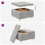 vidaXL Pouf de rangement Gris clair 80 x 80 x 45 cm Velours