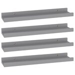 vidaXL Étagères murales 4 Pièces Gris 40x9x3 cm