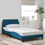 vidaXL Cadre de lit et tête de lit sans matelas bleu 100x200cm velours