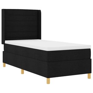 vidaXL Lit à ressorts avec matelas Noir 90 x 200 cm tissu