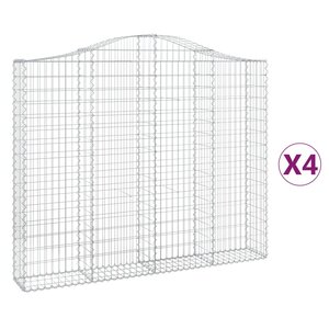 vidaXL Paniers à gabions arqués 4 Pièces 200x30x160/180 cm Fer galvanisé
