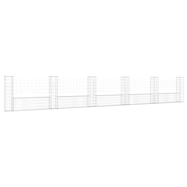 vidaXL Panier de gabion en forme de U avec 6 poteaux Fer 620x20x100 cm