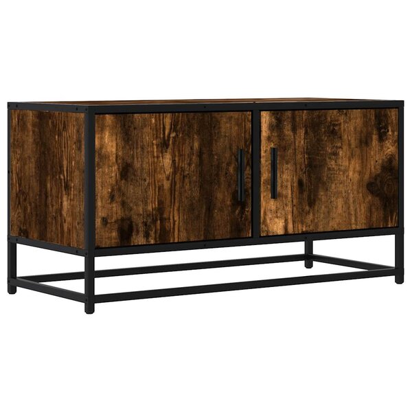 vidaXL Meuble TV chêne fumé 80x34 5x40 cm bois d'ingénierie et métal