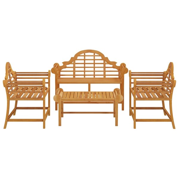 Salon de jardin meuble d'extérieur ensemble de mobilier 4 pièces bois de teck solide 02_0016247