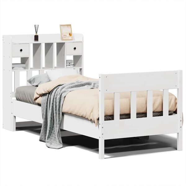 vidaXL Cadre de lit sans matelas blanc 90x190 cm bois de pin massif