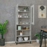 vidaXL Buffet haut Gris béton 69 5x34x180 cm Bois d'ingénierie