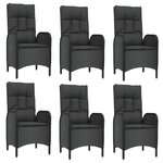 vidaXL Ensemble à manger jardin et coussins 7 Pièces Noir et gris Rotin