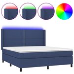 vidaXL Sommier à lattes de lit matelas LED Bleu 160x200 cm Tissu