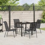 vidaXL Ensemble de salle à manger de jardin 5 pièces noir Textilène et acier