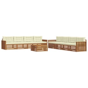 vidaXL Ensemble de canapés d'extérieur 9 pc Naturel et Crème