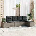 vidaXL Ensemble de canapé de jardin avec coussin 5 Pièces Gris