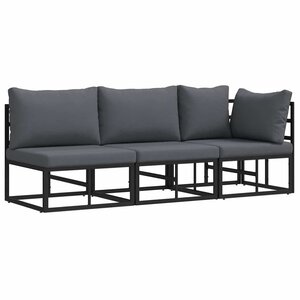 vidaXL Mobilier de jardin 3 Pièce Noir et anthracite Métal