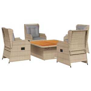 vidaXL Salon de jardin avec coussins 5 Pièces beige résine tressée