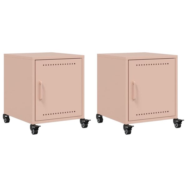 vidaXL Tables de chevet 2 Pièces rose 36x39x43 5 cm acier