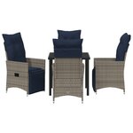 Ensemble de Salle à Manger de Jardin vidaXL 5 Pièces avec Coussins Gris Poly Rattan