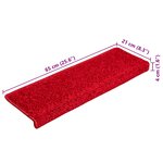 vidaXL Tapis d'escalier 20 pièces 65 x 21 x 4 cm Bordure rectangulaire rouge