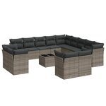 vidaXL Salon de jardin avec coussins 14 Pièces gris résine tressée