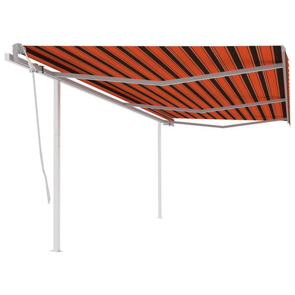 vidaXL Auvent manuel rétractable avec poteaux 6x3 m Orange et marron