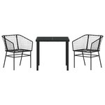 vidaXL Ensemble de salle à manger pour jardin 3 Pièces Noir polyrotin