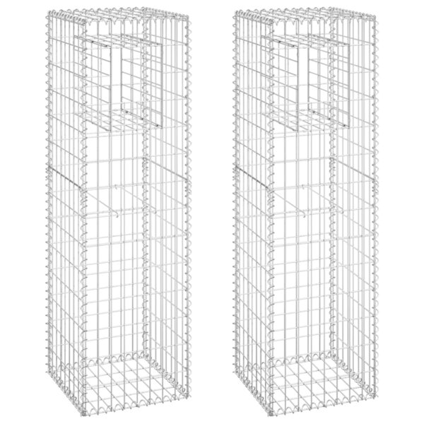 vidaXL Poteaux à panier de gabion 2 Pièces 40x40x140 cm Fer