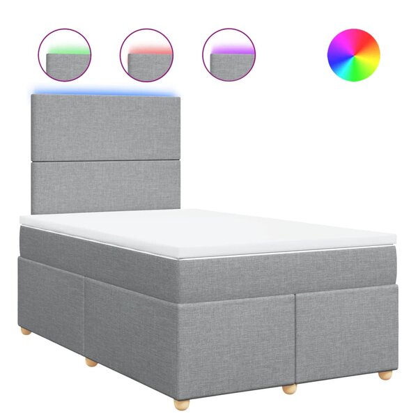 vidaXL Sommier à lattes de lit et matelas gris clair 120x190 cm tissu