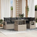 vidaXL Salon de jardin 6 Pièces avec coussins gris clair résine tressée