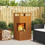 vidaXL Braise Marron 50 x 50 x 100 cm Acier résistant aux intempéries