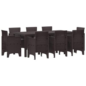 vidaXL Ensemble de salle à manger pour jardin 9 Pièces Marron Rattan Polt