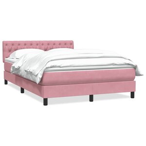 vidaXL Sommier à lattes de lit avec matelas rose 140x220 cm velours
