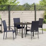 vidaXL Ensemble de salle à manger de jardin 5 pièces Noir Rattan PE