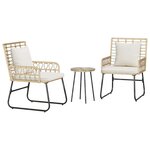 vidaXL Ensemble de salle à manger pour jardin 3 Pièces Marron et Crème