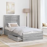 vidaXL Lit de Rangement Gris Sonoma 100 x 200 cm Bois d'ingénierie