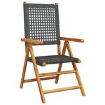 Ensemble de jardin 5 pièces vidaXL Noir en bois d'acacia et résine tressée