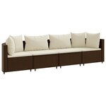 vidaXL Salon de jardin 4 Pièces avec coussins marron résine tressée