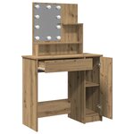 vidaXL Coiffeuse avec LED chêne artisanal 86 5x35x136 cm