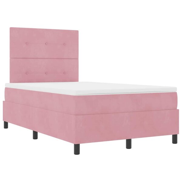 vidaXL Lit à ressort LED avec matelas Rose 120 x 200 cm Velours