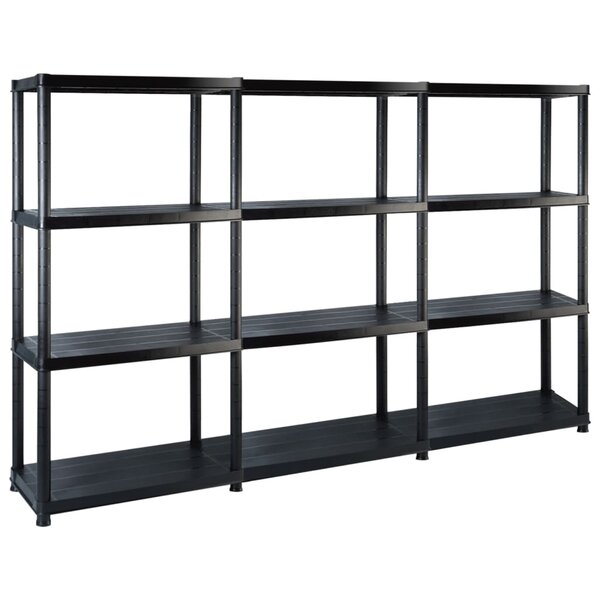 vidaXL Étagère de rangement à 4 niveaux Noir 183x30 5x130 cm Plastique