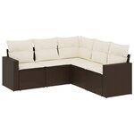 vidaXL Salon de jardin avec coussins 5 Pièces marron résine tressée