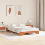 vidaXL Cadre de lit Marron cire 135 x 190 cm Bois massif en pin
