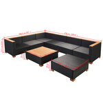 vidaXL Salon de jardin 8 Pièces avec coussins Résine tressée Noir