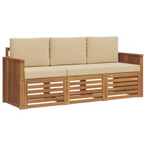 vidaXL Ensembles de canapés 3 pc Naturel et Beige Bois d'Acacia Massif