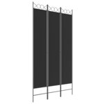 vidaXL Cloison de séparation 3 panneaux Noir 120x220 cm Tissu