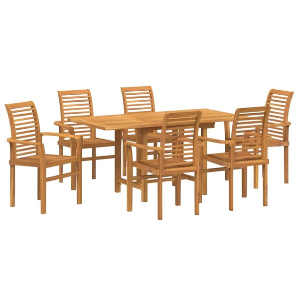 vidaXL Ensemble de salle à manger pour jardin 7 Pièces Marron Teck massif