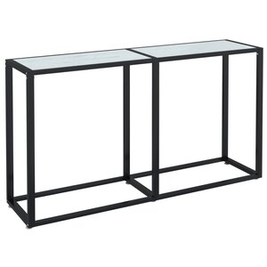 vidaXL Table console Marbre blanc 140x35x75 5 cm Verre trempé