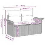 vidaXL Ensemble de canapé de jardin 5 Pièces Noir  Crème 55 x 55 x 37 cm